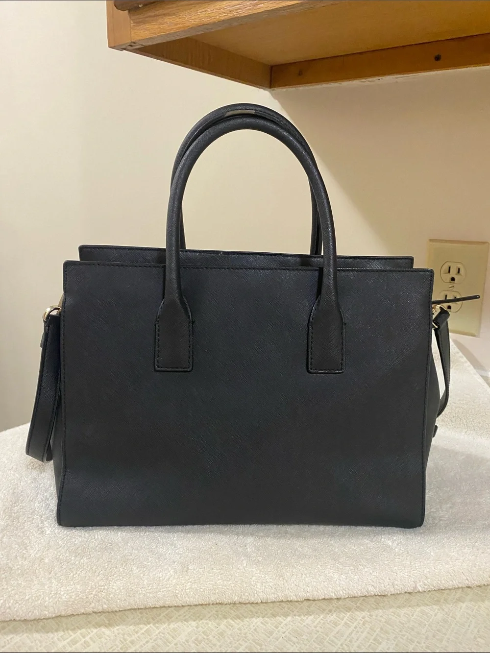kate spade Black Saffiano Satchel with Crossbody Strap